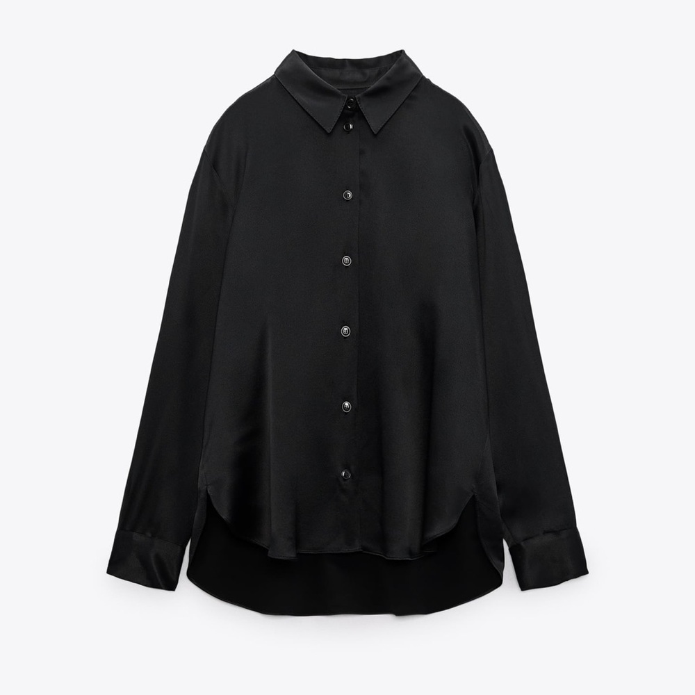 Black Satin Effect Shirt